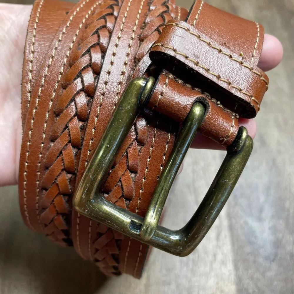 Unbranded Mens Brown Braided Genuine Leather Belt Size‎ XL Western